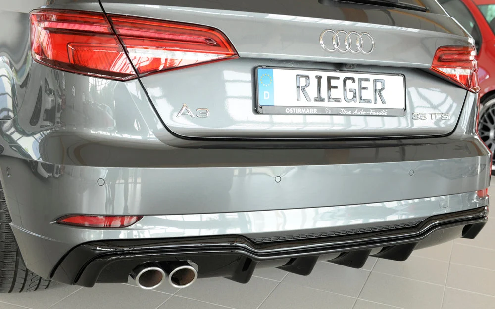 Rieger Bageste Diffuserindsats Audi A3 8V Sportback Facelift - Højglans Sort