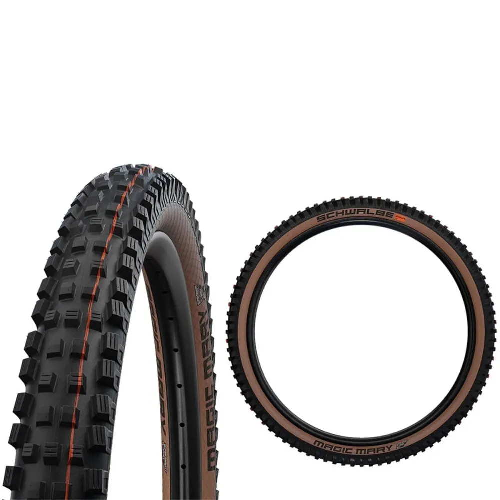 SCHWALBE MAGIC MARY 27.5x2.40 ADDIX SOFT SUPERGRAVITY Tubeless Ready Soft Black/Brown-dæk