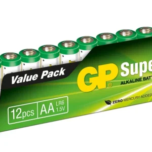 GP Super Alkaline AA-batterier, 15A/LR6, 12-pak