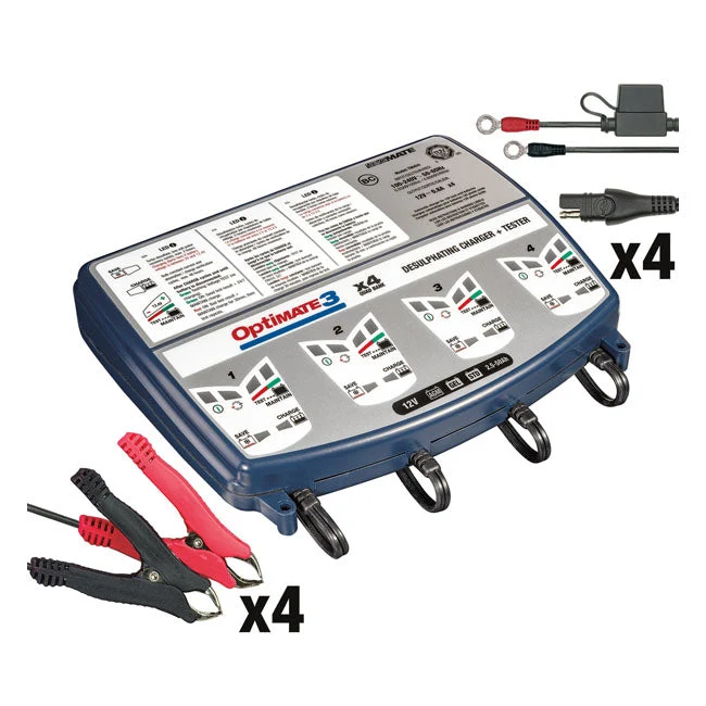 TecMate Optimate 3 X 4-bank 12V batterioplader