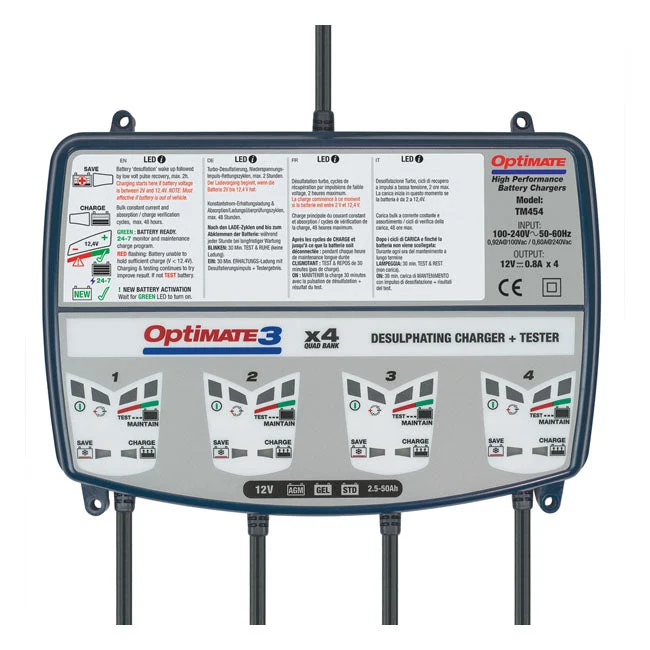 TecMate Optimate 3 X 4-bank 12V batterioplader