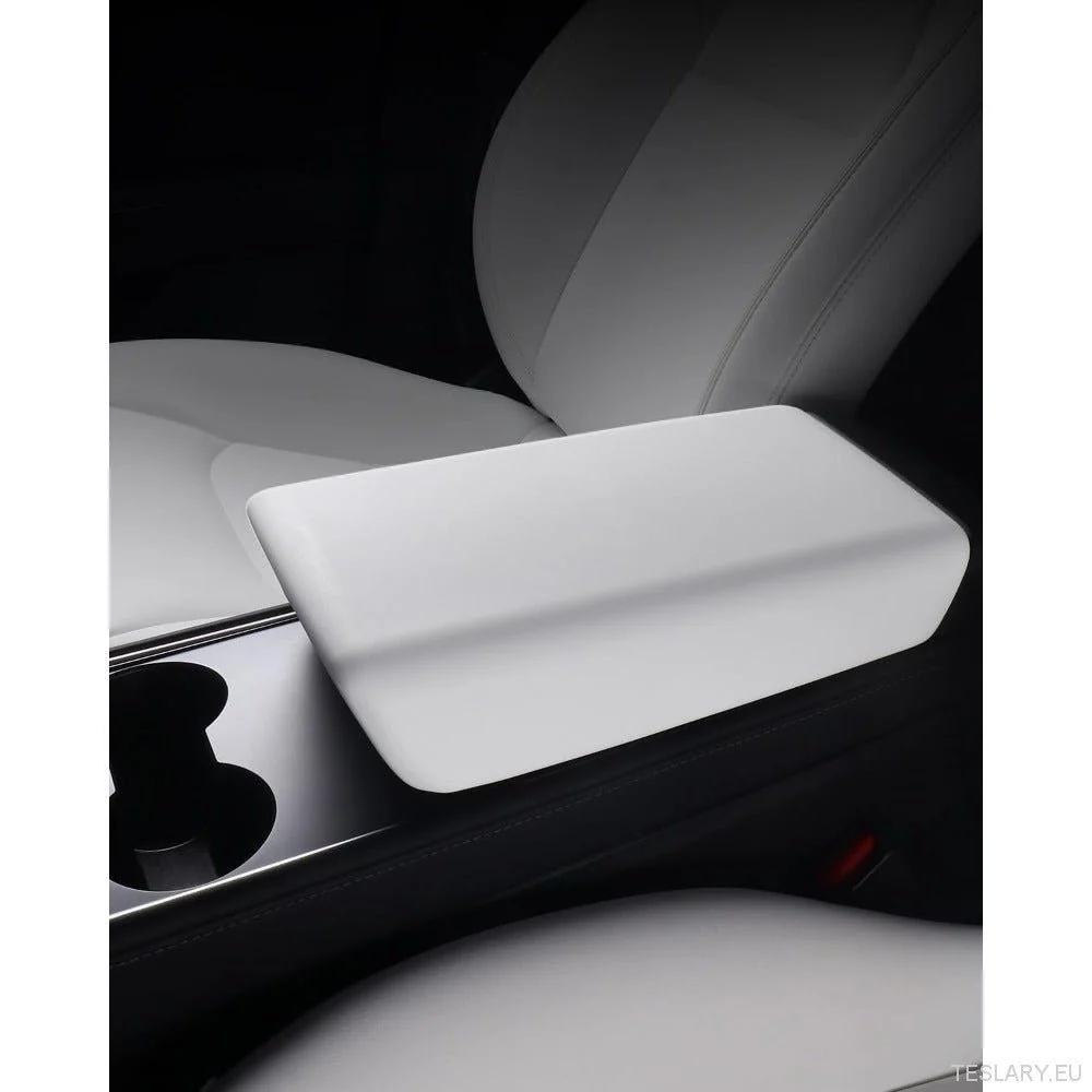 Tesla Model 3/Y (2019-2024) Hvid midtkonsolafdækning-skridsikre TPE Armrest Protector Pad, Interior Accessory