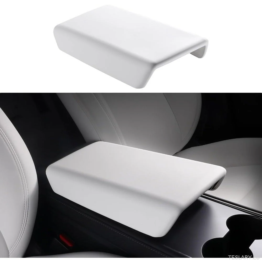 Tesla Model 3/Y (2019-2024) Hvid midtkonsolafdækning-skridsikre TPE Armrest Protector Pad, Interior Accessory