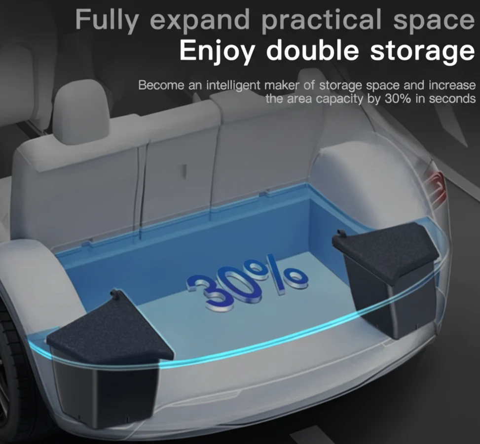 Tesla Model Y Trunk -arrangør side Lommer med låg (2)