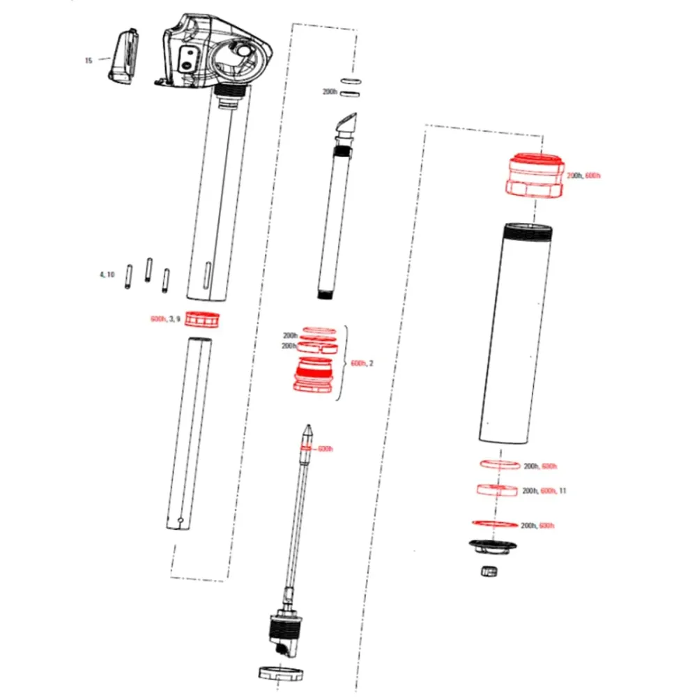 Tætningssæt 600 timer/3 år til ROCKSHOX REVERB AXS A1-sadelpind