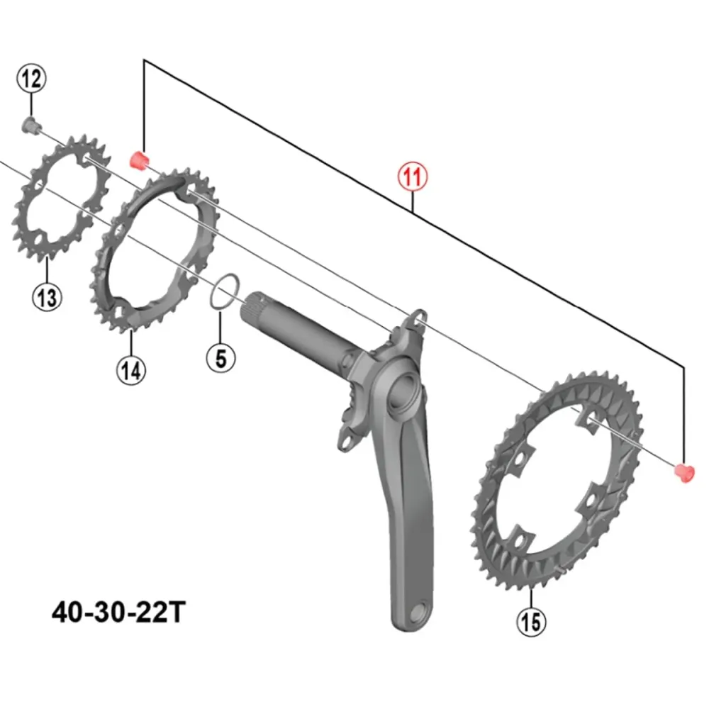 Udvendigt kædehjulsbolt- og møtrik-sæt til SHIMANO DEORE FC-M6000 tredobbelt kranksæt sort (x4)