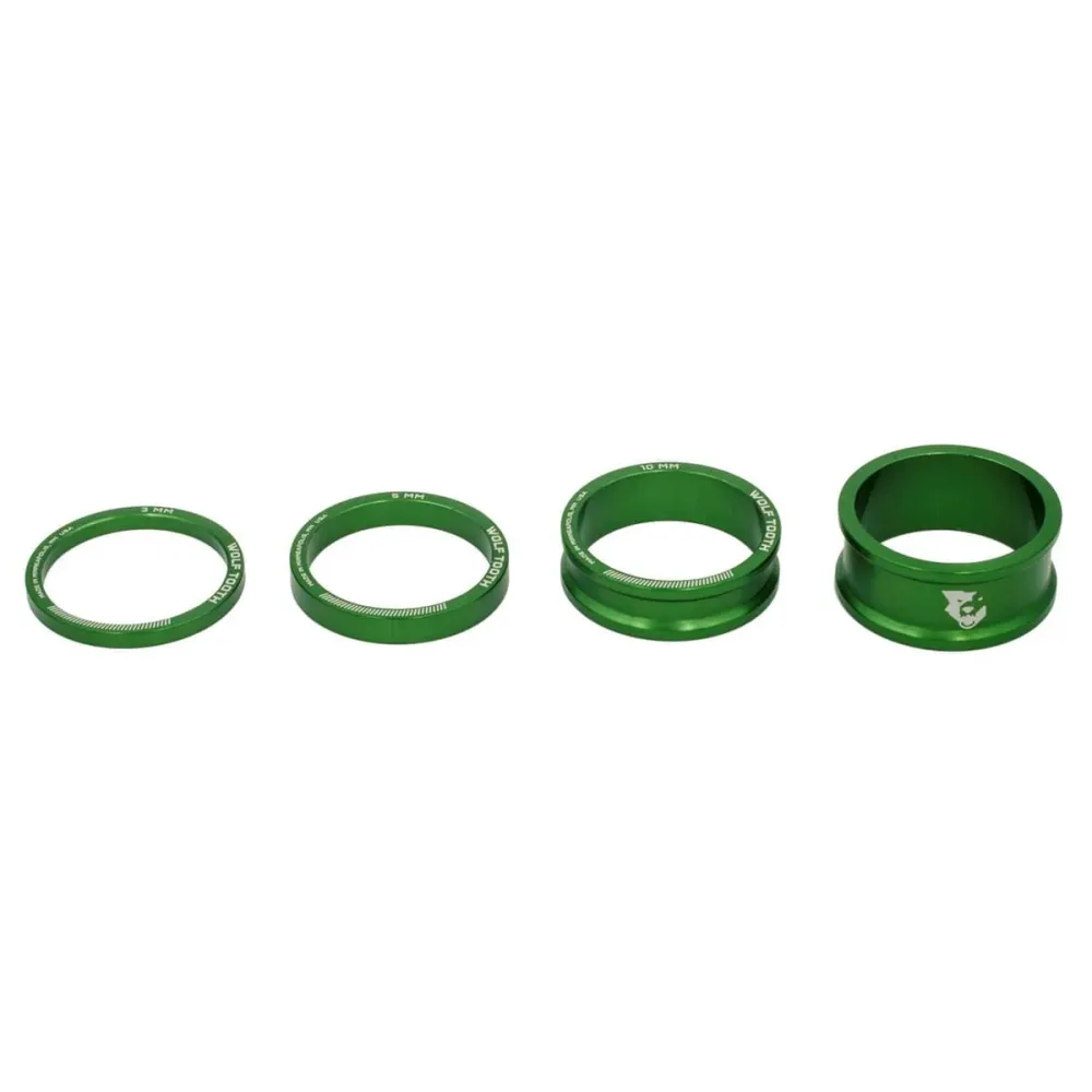 WOLF TOOTH Aluminium Headset Spacers 4 stk. 1"1/8 Grøn