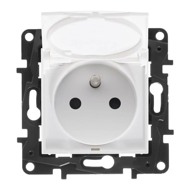 Legrand Niloe Step enkeltstikdåse IP44 med jord, alabast