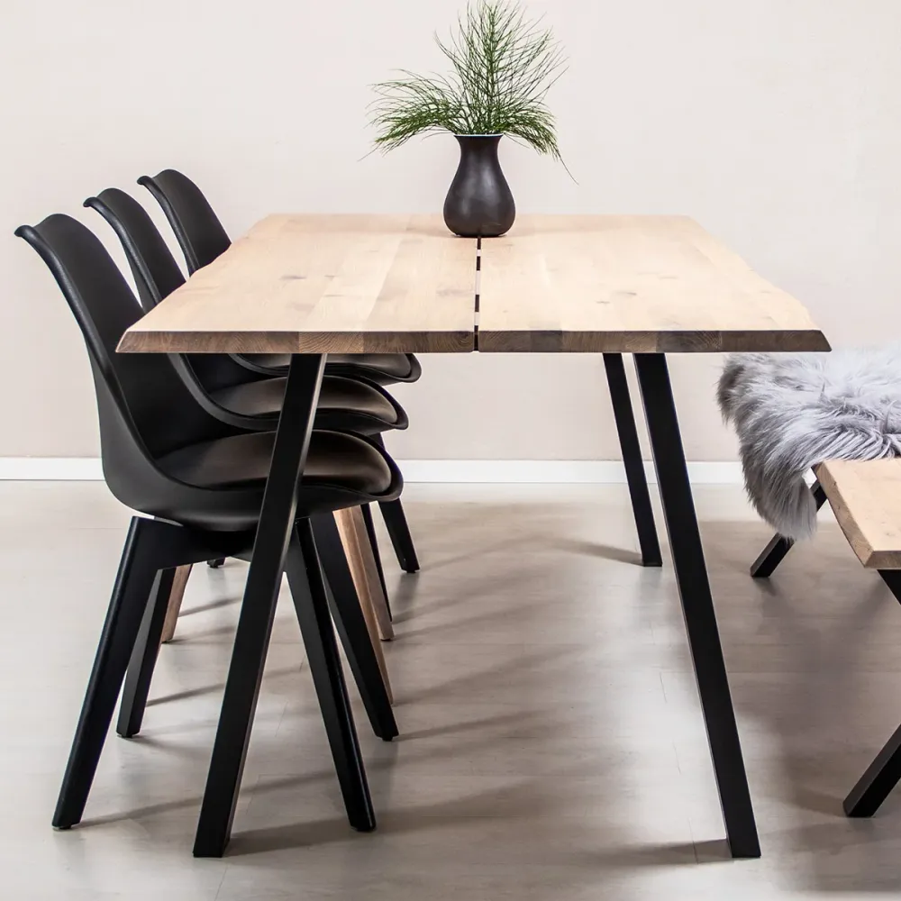 Plankebord i massiv eg | Model Curve Med B4 stel 120x80