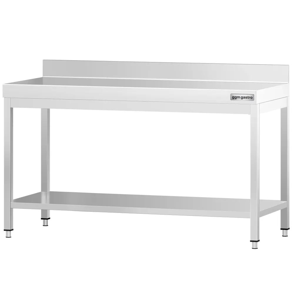 Rustfrit Stålbord CHOICE 1,6 m - med underhylde og bagkant