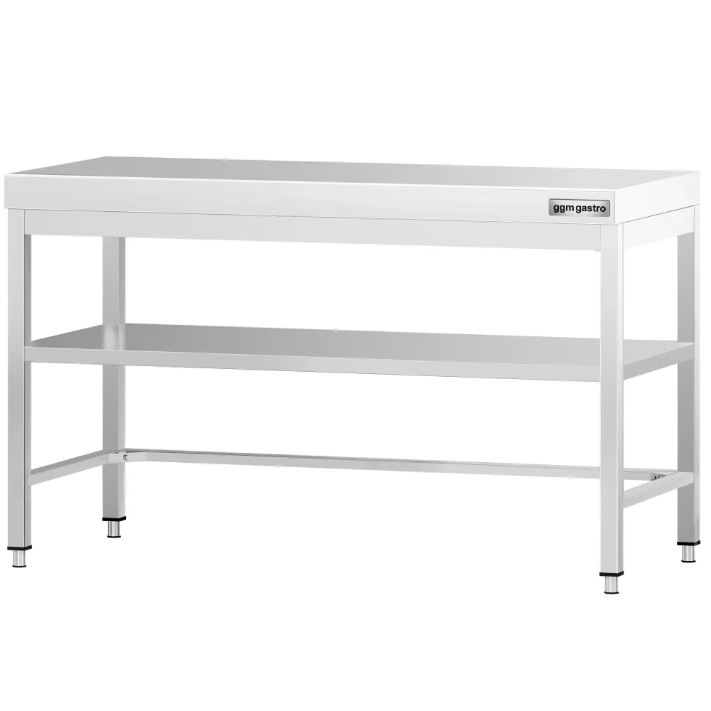 Rustfrit Stålbord HIGH-END 1,4 m - med underhylde & afstivning