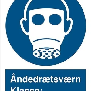 Nødblus Påbudsskilt, Åndedrætsværn klasse: