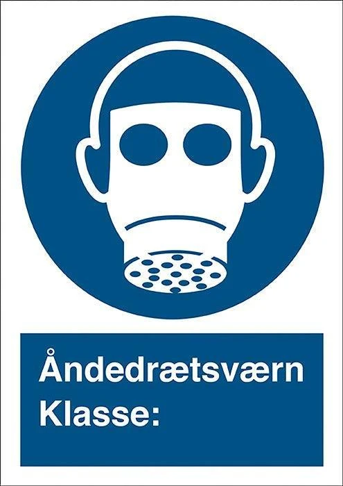 Nødblus Påbudsskilt, Åndedrætsværn klasse: