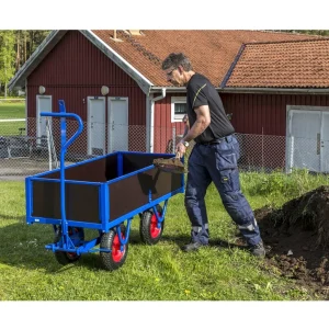 Ladvogn med 4 træsider 1500 x 700 mm - Luftgummi hjul