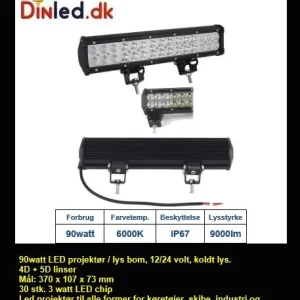 LED Vivid bro / lys bar 90 watt 12/24 volt, Combo