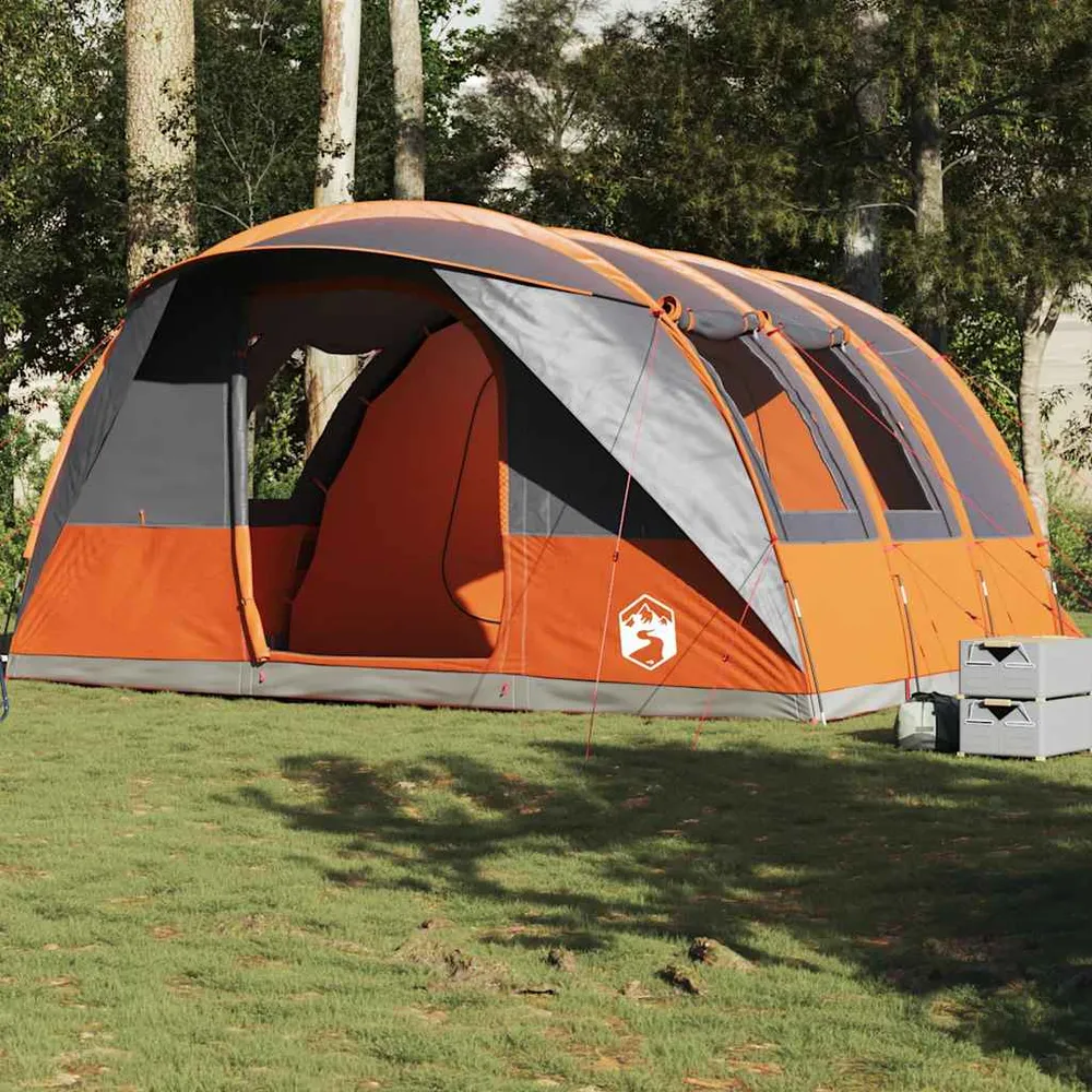 5-personers campingtelt vandtæt grå og peach