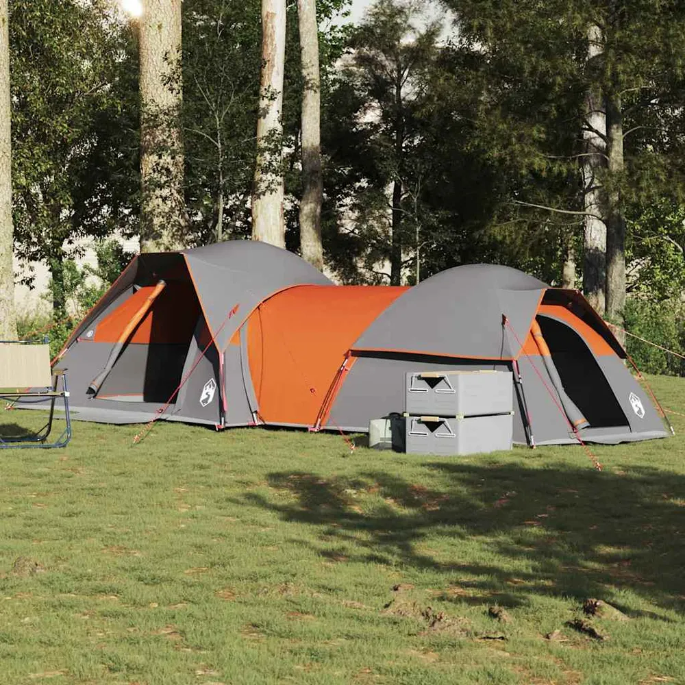 5-personers campingtelt vandtæt grå og tangerine