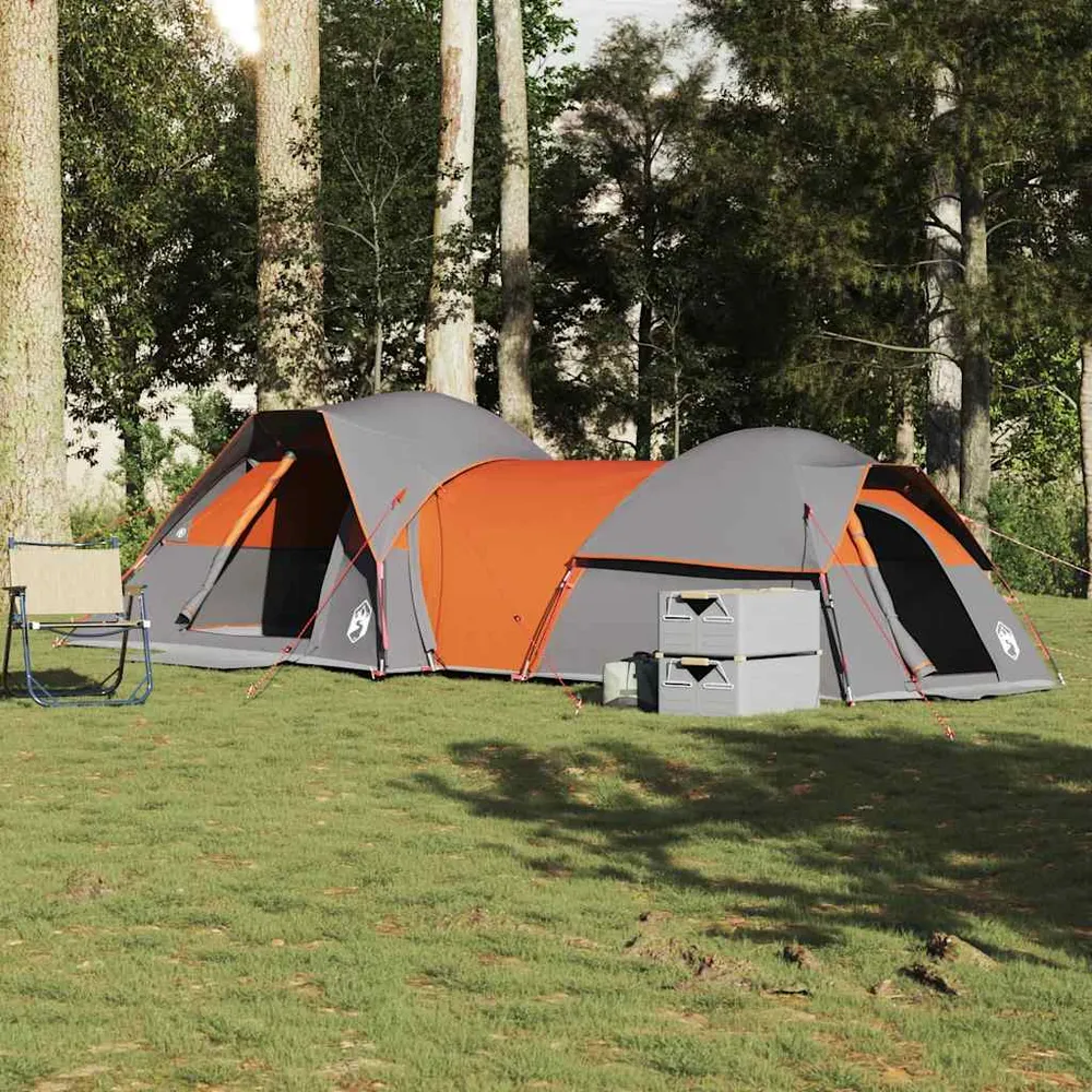 5-personers campingtelt vandtæt grå og tangerine