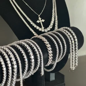ARMBÅND PLATINBELAGT SØLV 5 MM MOISSANITE 17