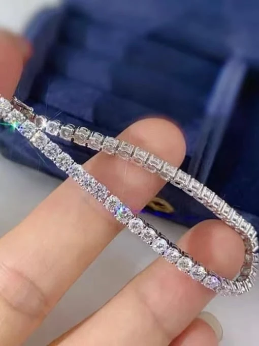 ARMBÅND PLATINBELAGT SØLV 5 MM MOISSANITE 17