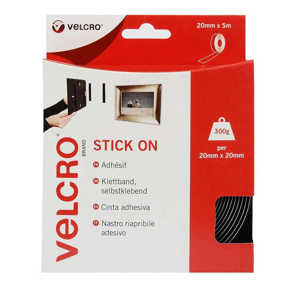 Kardborreband Självhäftande Stick-On® Velcro® 20mm x 5m Vit