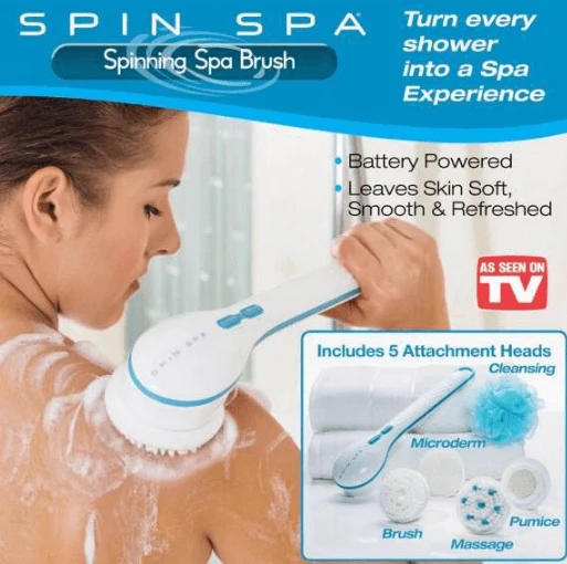 Spin Spa skrubbe og massagebørste (med 5 børster)