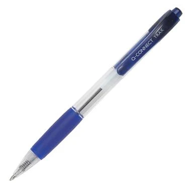 Kuglepen Q-connect blå m/gummigreb 0.7mm,12 stk/pk