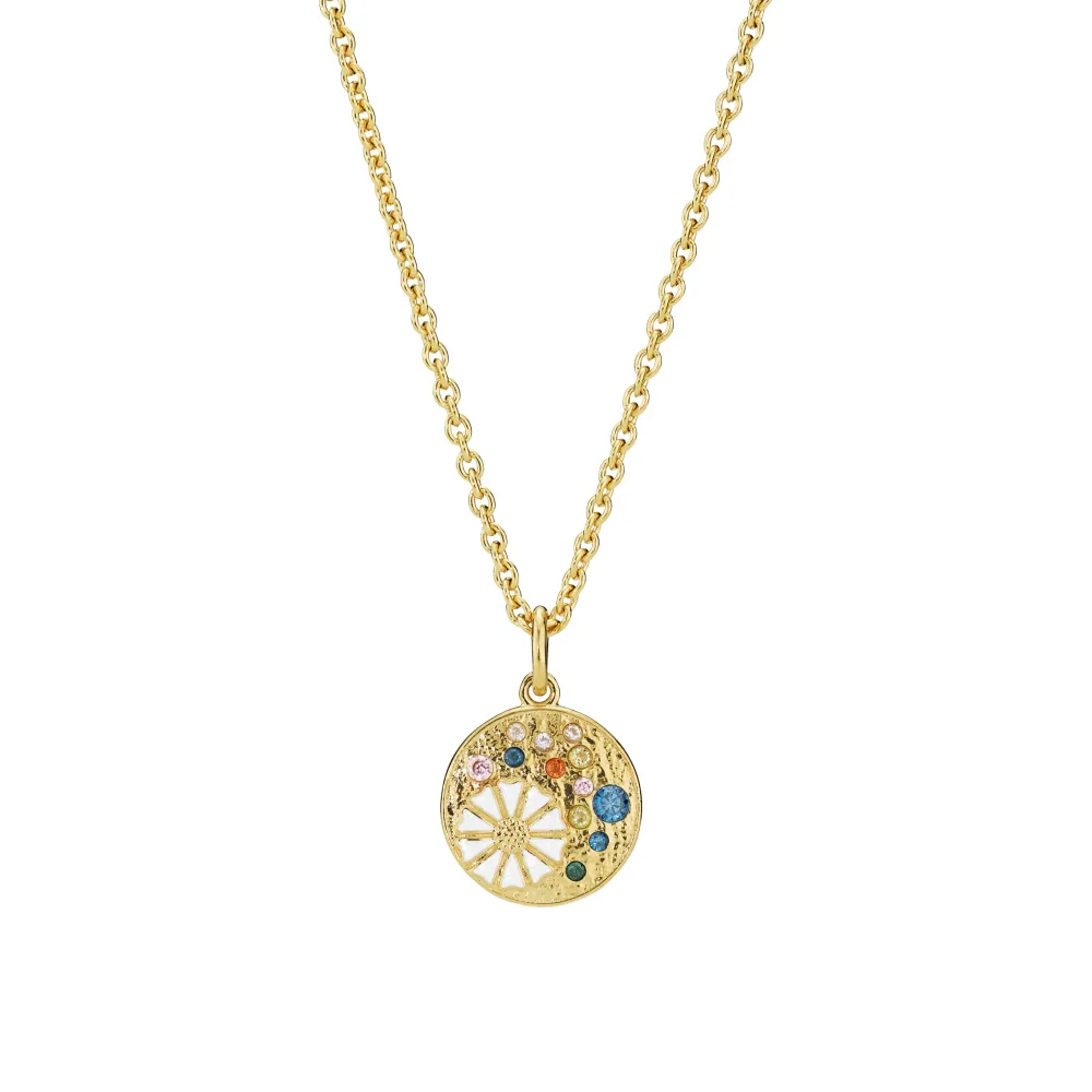 Marguerit Collier 14 mm med mix Zirkonia og snow emalje FG (925)