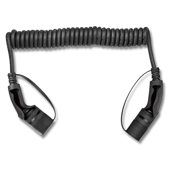 Spiral ladekabel til elbil – Type 2, 16A, 3-faset, 5 meter (op til 11 kW)