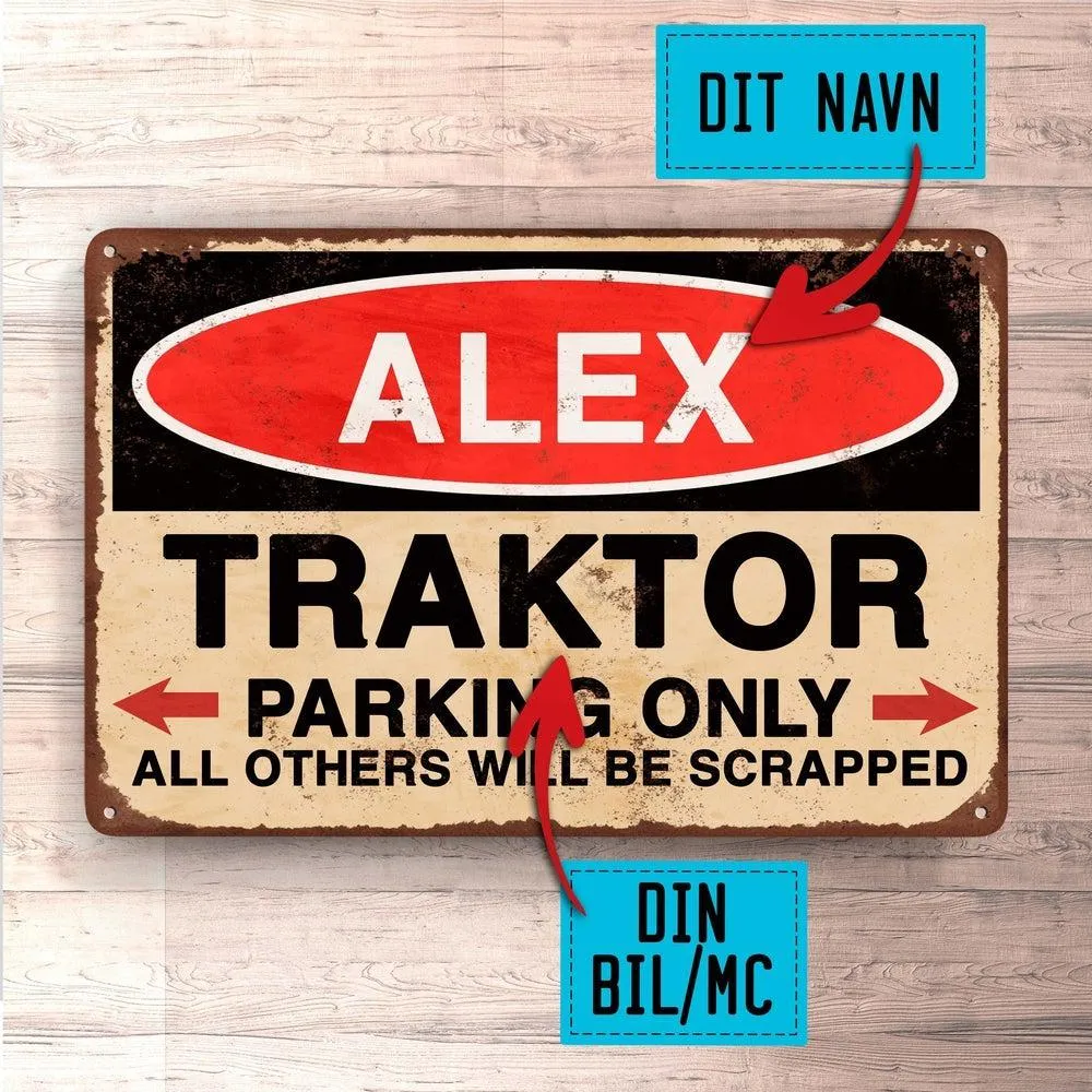 Traktor - Personlig Til Dig - Parking Only - Skilte, Musemåtte, Dørmåtte Breakaway Battery