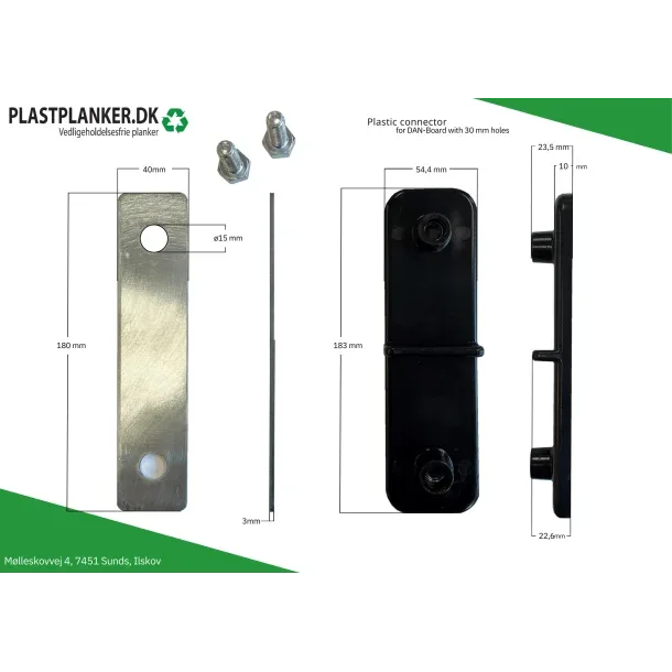 Plast connector til køreplader