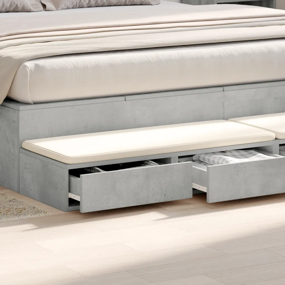 Sengekufferter Beton Grå 180X36,5X16,5 Cm Formulated Træ