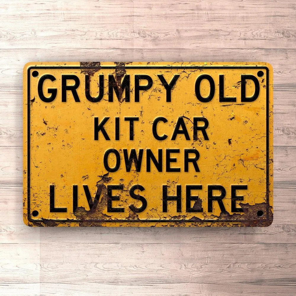 Kit Car Grumpy Aged Kit Car Owner Lives Here Skilte, Musemåtte, Dørmåtte